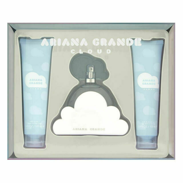 Ariana Grande Cloud 3pc gift set Eau de Parfum 3.4 fl oz spray 3.4 fl oz body souffle & 3.4 oz bath and shower gel